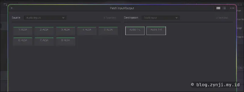 Audio input hanya ALSA