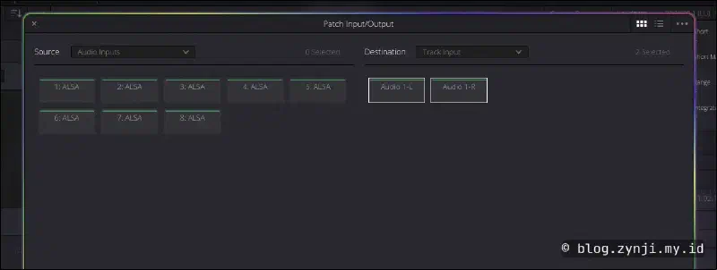 Audio input hanya ALSA