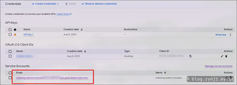 Get Service Account email