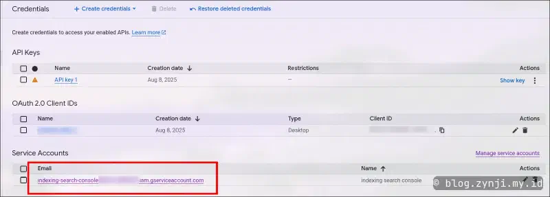 Get Service Account email